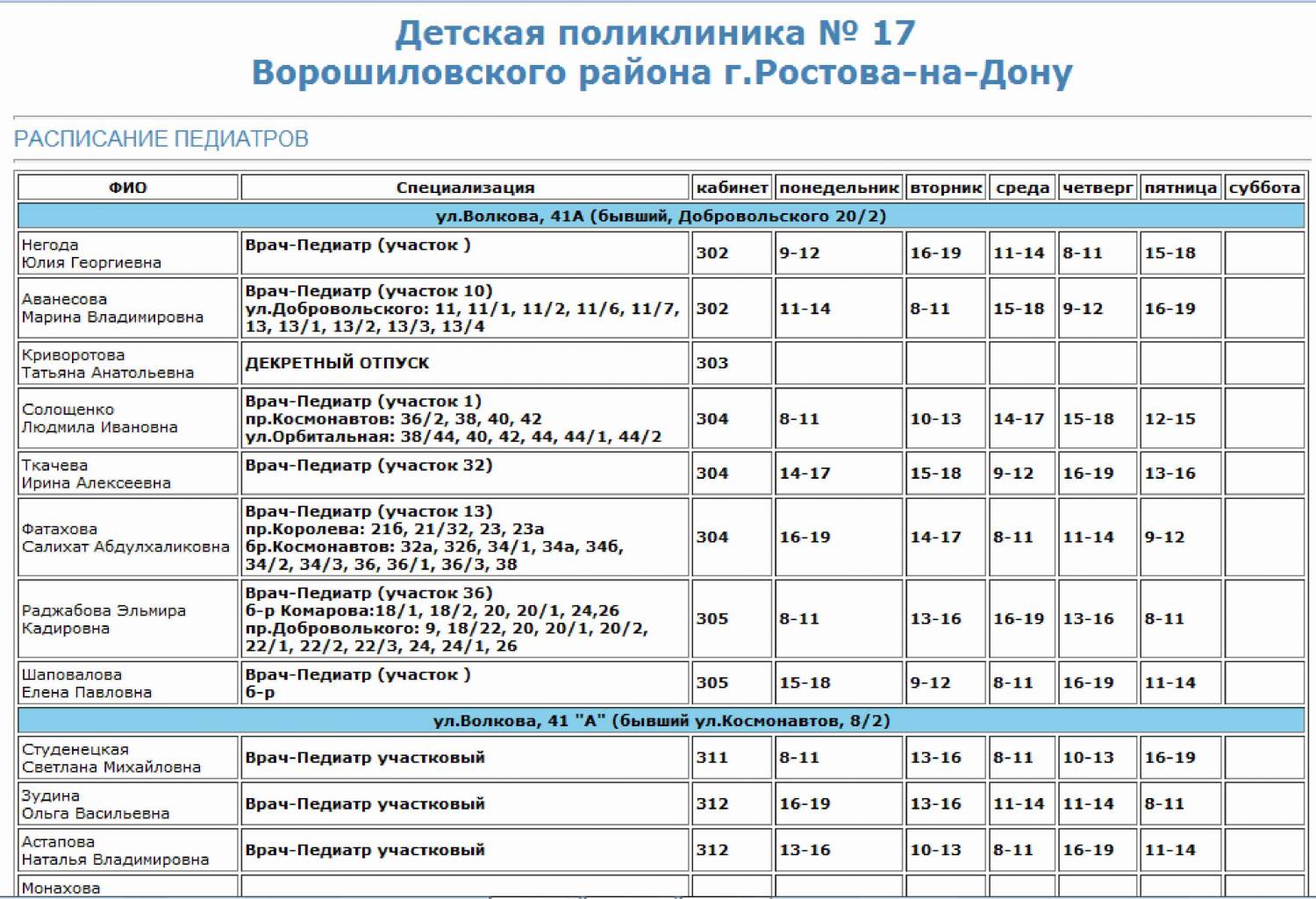 86 Поликлиника Калининского района расписание врачей терапевтов